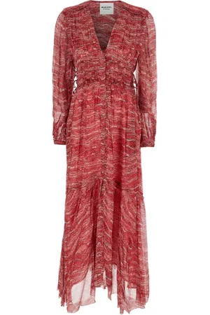 Isabel Marant Kleedjes, Dames, Rood, S, Amara Rode Maxi Jurk