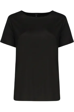 FAY Tops, Dames, Zwart, S, Zwarte T-shirts en Polos met Boothals