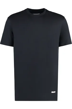 Jil Sander Tops, Heren, Blauw, M, Katoen, Geribbelde T-shirt met ronde hals