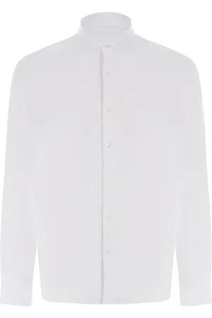 FILIPPO DE LAURENTIIS Overhemden, Heren, Wit, L, Katoen, Klassieke Witte Katoenen Jersey Overhemd