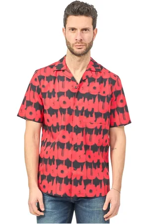 HUGO BOSS Overhemden, Heren, Veelkleurig, S, Katoen, Ellino Logo Print Shirt