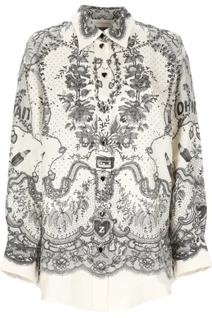 ZIMMERMANN Blouses & Shirts, Dames, Veelkleurig, S, Zijden Blouse met Kraag