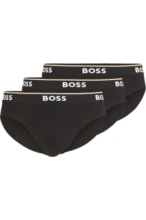 HUGO BOSS Ondergoed, Heren, Zwart, L, Katoen, Stretch Katoen Elastische Taille Slips 3-Pack