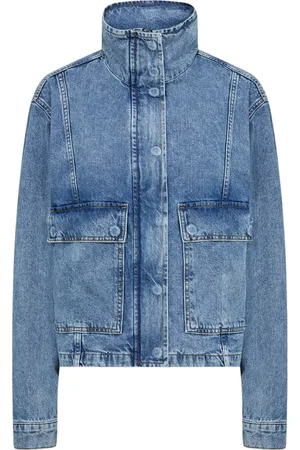 soyaconcept Jassen, Dames, Blauw, XL, Katoen, Spijkerjasje met hoge kraag