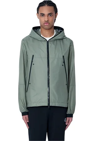 Moncler Jassen, Heren, Groen, 2Xl, Shell Hooded Jacket met Logo Motief