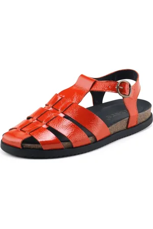 Nature Schoenen, Dames, Oranje, 36 EU, Leer, Malene Sandal Leer