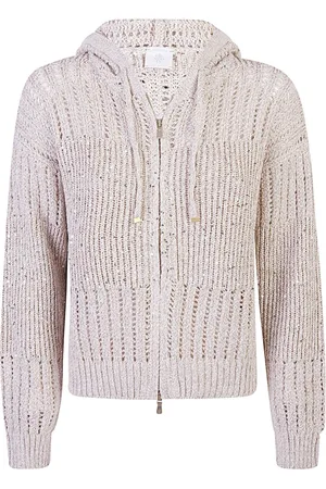 ELEVENTY Truien, Dames, , S, Katoen, Gestreept vest met capuchon en volledige ritssluiting