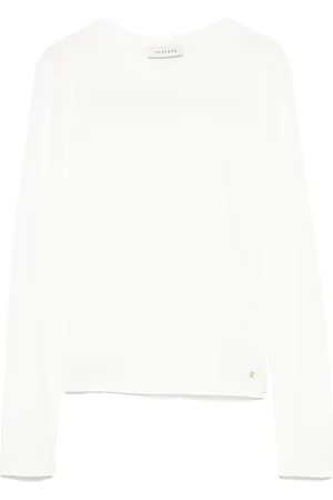 ANINE BING Tops, Dames, Wit, S, Witte Logo Crew Neck Sweater