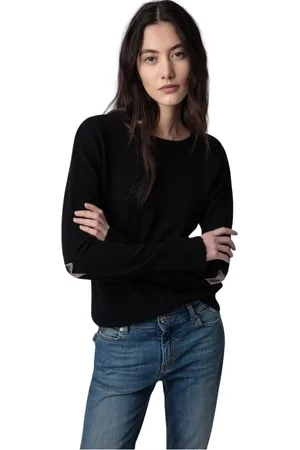 Zadig & Voltaire Truien, Dames, Zwart, M, Kasjmier, Zwarte Kasjmier Trui met Sterrenpatches