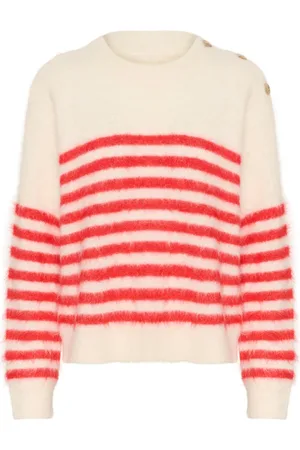 Part Two Truien, Dames, Rood, S, Polyester, Zachte Gebreide Trui Mars Stripe