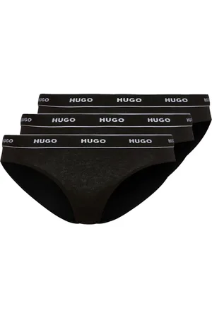 HUGO BOSS Ondergoed, Dames, Zwart, M, Katoen, Elastische Katoenen Slips Set van Drie