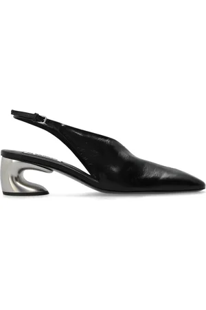 Jil Sander Schoenen, Dames, Zwart, 38 1/2 EU, Leer, Leren Slingback Pumps met Hak