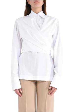 Sportmax Blouses & Shirts, Dames, Wit, L, Katoen, Katoenen Overhemd in Stijl van Vandaag