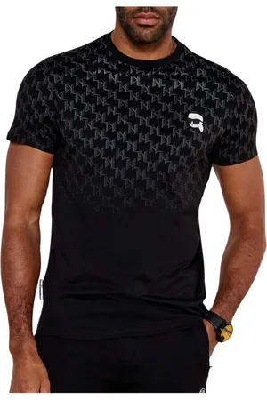 Karl Lagerfeld Tops, Heren, Zwart, S, T-shirt met ronde hals