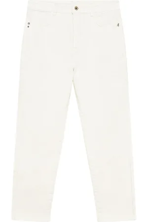 Patrizia Pepe Broeken, Dames, Wit, W27, Katoen, Slim-fit Broeken