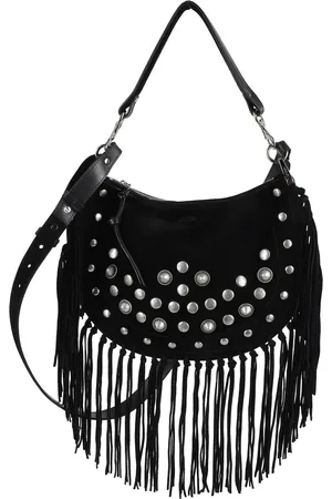 Isabel Marant Tassen, Dames, Zwart, ONE Size, Suède, Zwarte Suède Leren Tas met Studs