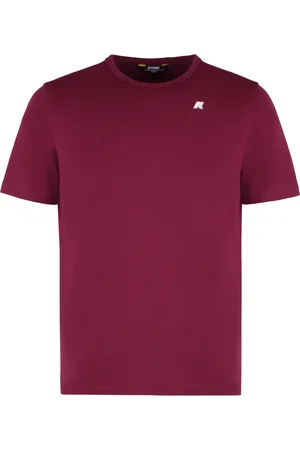 K-Way Tops, Heren, Rood, M, Katoen, Katoenen T-shirt met ronde hals en logopatch
