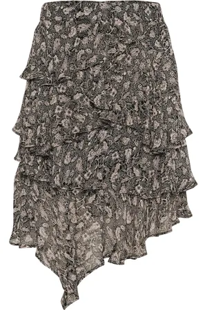 Part Two Rokken, Dames, Zwart, S, Zwarte Rok met Bladerprint