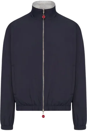 Kiton Jassen, Heren, Blauw, L, Leer, Omkeerbaar Bomberjack