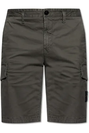 Stone Island Korte broeken, Heren, Groen, W31, Katoen, Logo Shorts