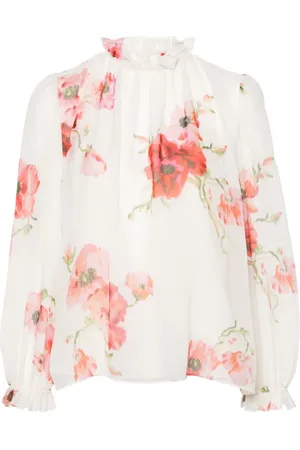 ZIMMERMANN Blouses & Shirts, Dames, Veelkleurig, M, Katoen, Lightburst Billow Bloem Shirt