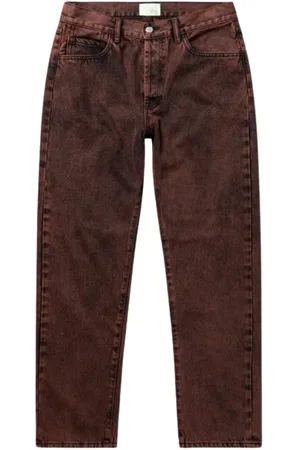 ARIES Jeans, Heren, Bruin, W30, Denim, Vintage Denim Jeans met rode accenten