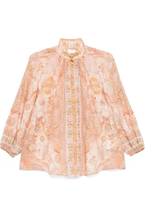 ZIMMERMANN Blouses & Shirts, Dames, Veelkleurig, S, Acacia Print Blouse met Knoopsluiting