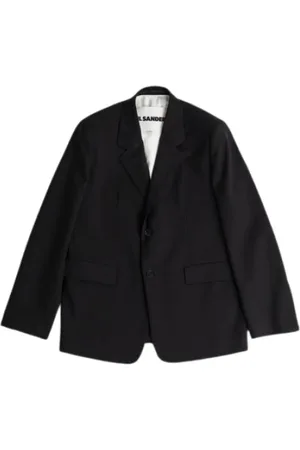 Jil Sander Jassen, Heren, Zwart, M, Katoen, Wool Gabardine Blazer Jacket