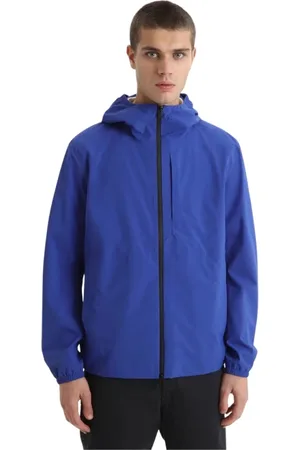 Woolrich Jassen, Heren, Blauw, M, Polyester, Pacific Waterdichte Jas