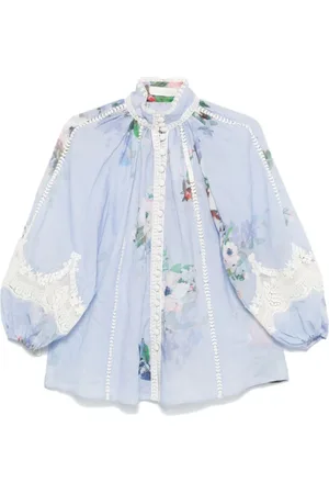 ZIMMERMANN Blouses & Shirts, Dames, Veelkleurig, S, Everley Blouse met kanten details