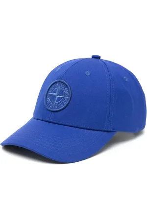 Stone Island Accessoires, Heren, Blauw, ONE Size, Katoen, Katoenen Cap met Logo in Reliëf