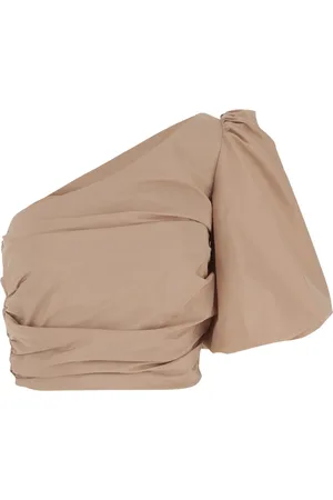 Pinko Blouses & Shirts, Dames, Roze, S, Polyester, One-shoulder Taffeta Crop Top