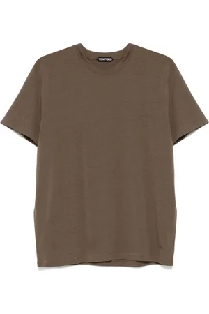 Tom Ford Tops, Heren, Groen, M, Katoen, Olijfgroen T-shirt met korte mouwen