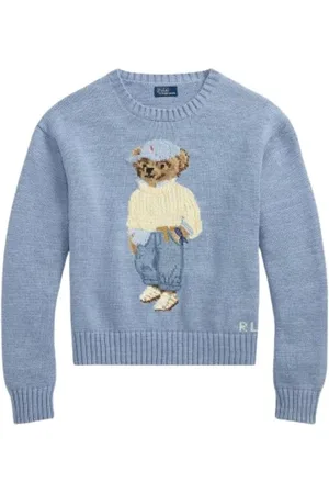 Ralph Lauren Truien, Dames, Blauw, M, Katoen, Chique Polo Bear Gebreide Trui