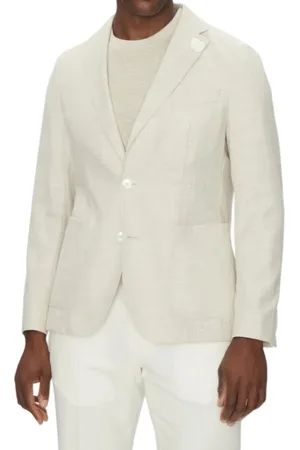 HUGO BOSS Jassen, Heren, , XL, Katoen, Natuurlijke blazer met micro-motief