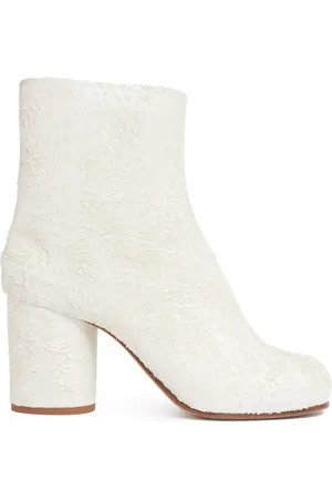 Maison Margiela Schoenen, Dames, Wit, 37 EU, Suède, Witte Parel Suède Lasergesneden Laarzen