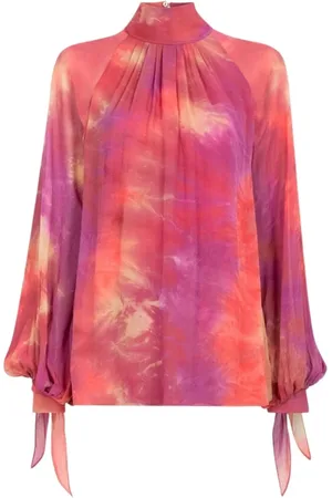 Roberto Cavalli Blouses & Shirts, Dames, Roze, XS, Tie-Dye Top met Mock Neck