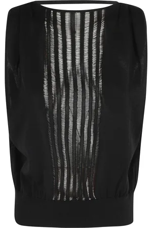 IRO Tops, Dames, Zwart, M, Katoen, Mouwloze Top met Achteruitsnijding