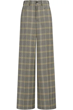Marni Broeken, Dames, Grijs, 2Xs, Wol, Geruite tech wol palazzo broek