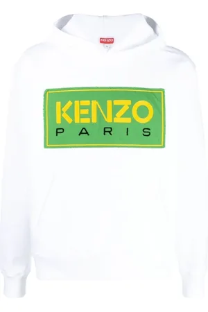 Kenzo Sweatshirts & Hoodies, Heren, Wit, L, Hoodie met Geborduurd Logo