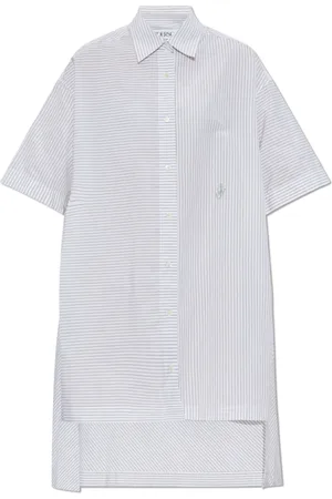 J.W.Anderson Kleedjes, Dames, Grijs, XS, Katoen, Shirtjurk met streepjespatroon