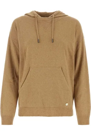 Woolrich Sweatshirts & Hoodies, Dames, Bruin, M, Wol, Hoodie met trekkoord van gebreide stof