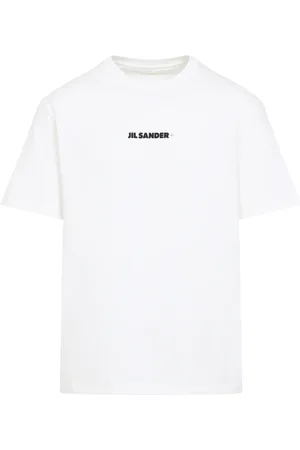 Jil Sander Tops, Heren, Wit, M, Katoen, Porcelain Logo T-Shirt