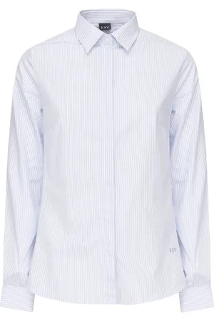 FAY Blouses & Shirts, Dames, Wit, M, Katoen, Katoenen Slim Fit Overhemd Lichtblauw