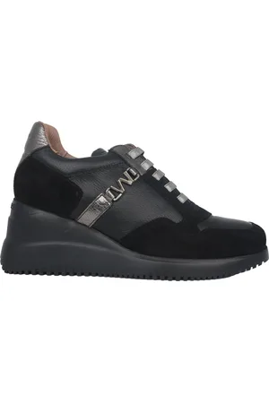 Wonders Schoenen, Dames, Zwart, 37 EU, Zwarte Eva Damessneaker met Sleehak