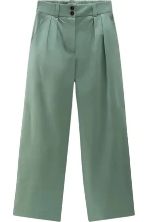 Woolrich Broeken, Dames, Groen, S, Katoen, Wijde Broek