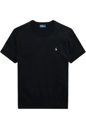 Ralph Lauren Tops, Dames, Zwart, XS, Katoen, Polo Sweater met Korte Mouwen
