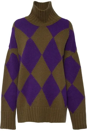 La DoubleJ Truien, Dames, Paars, S, Polyester, Cozy Alpaca Argyle Trui