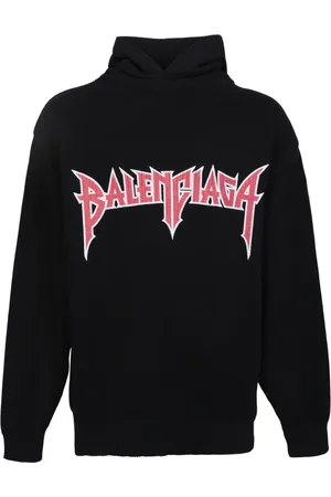 Balenciaga Sweatshirts & Hoodies, Heren, Zwart, M, Katoen, Zwarte Sweatshirt Gedurfd Ontwerp Logopatch