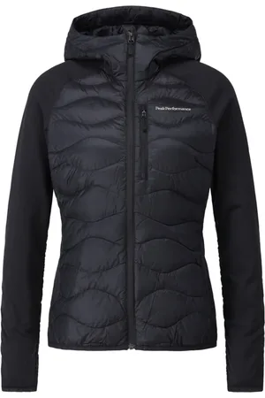 Peak Performance Jassen, Dames, Zwart, S, Leer, Sportief donsjack met capuchon